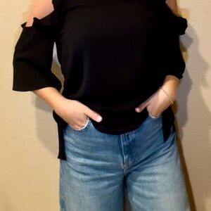Elegant Black Cold Shoulder Blouse